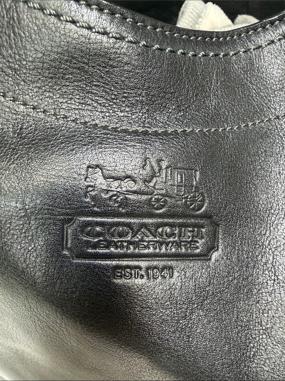 Coach Black Leather Tote with Gold-Tone Hardware - Picture 2 of 5